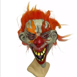 Halloween Clown Mask Latex Creepy Evil Scary costume FLAMED CLOWN